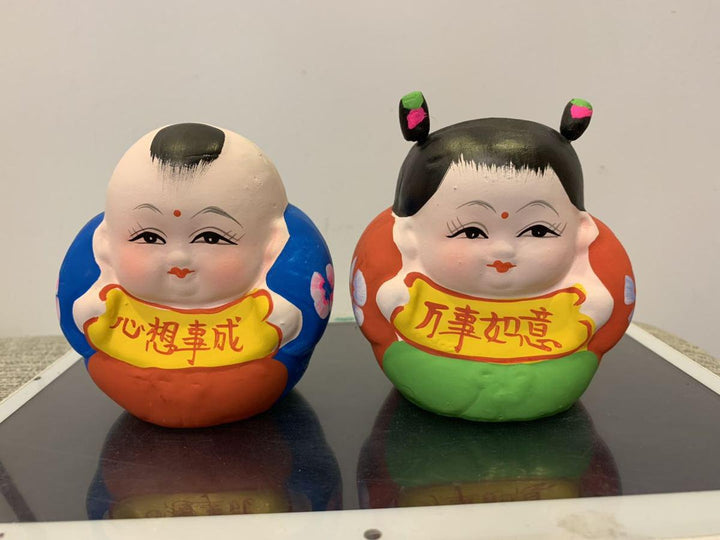 Wuxi Huishan Clay Figurines – "Afu & Axi" Hand-Painted Cultural Crafts