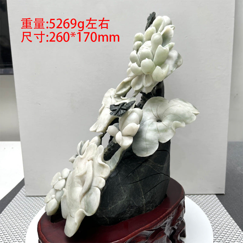 Nanyang Dushan Jade “Blooming Wealth and Prosperity” Home Décor Ornament
