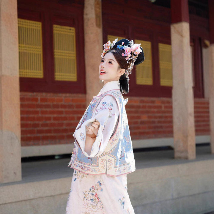 摄影格格服装汉服清朝古装公主马甲清朝旗袍全套格格衣服写真服饰