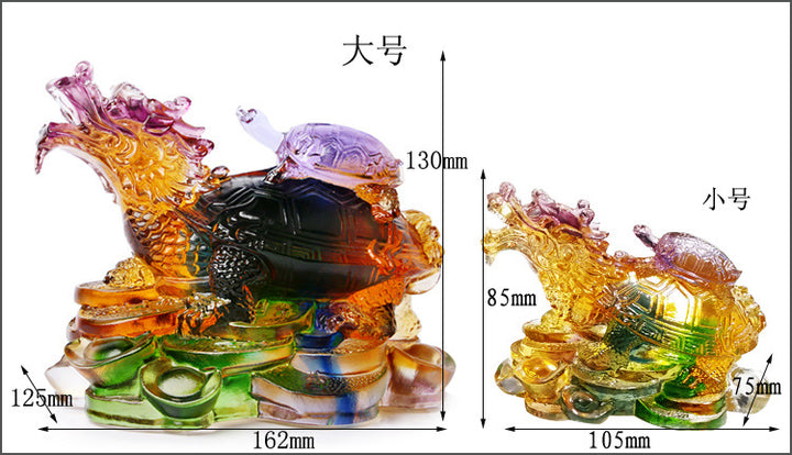 New colored glaze lucky dragon turtle mother and child ornaments for longevity, prosperity, wealth, home office, creative crafts