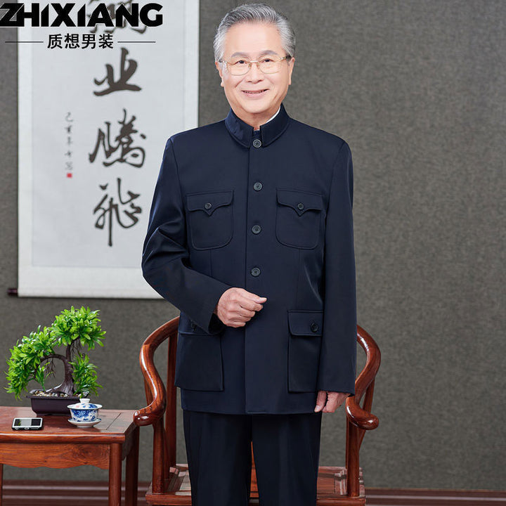 Middle-aged and elderly Zhongshan suit men's suits elderly Zhongshan suit dad coat spring and autumn style old people's clothes grandfather tops