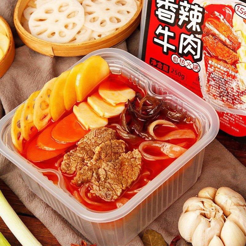 Chongqing self-heating hot pot, convenient and easy-to-prepare instant hot pot, perfect for students, available for wholesale and dropshipping.