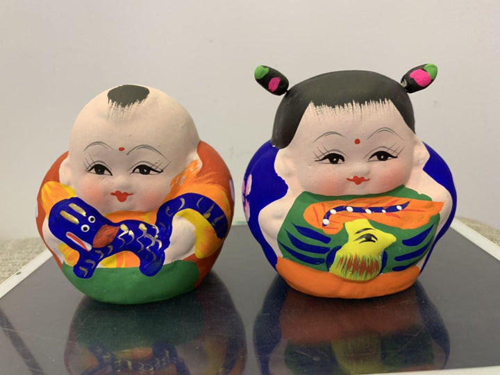 Wuxi Huishan Clay Figurines – "Afu & Axi" Hand-Painted Cultural Crafts
