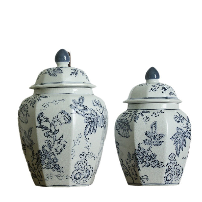 Jingdezhen ceramic vase, blue and white porcelain, Chinese peony, vintage porcelain, antique peony flower ware, living room flower arrangement ornaments