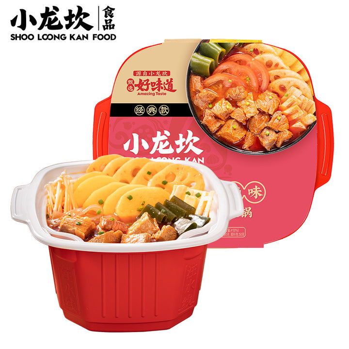 Xiaolongkan Self-Heating Hot Pot (Boxed, Ready-to-Eat, Convenient Meal) with Beef, Chicken Wings, and Wide Noodles