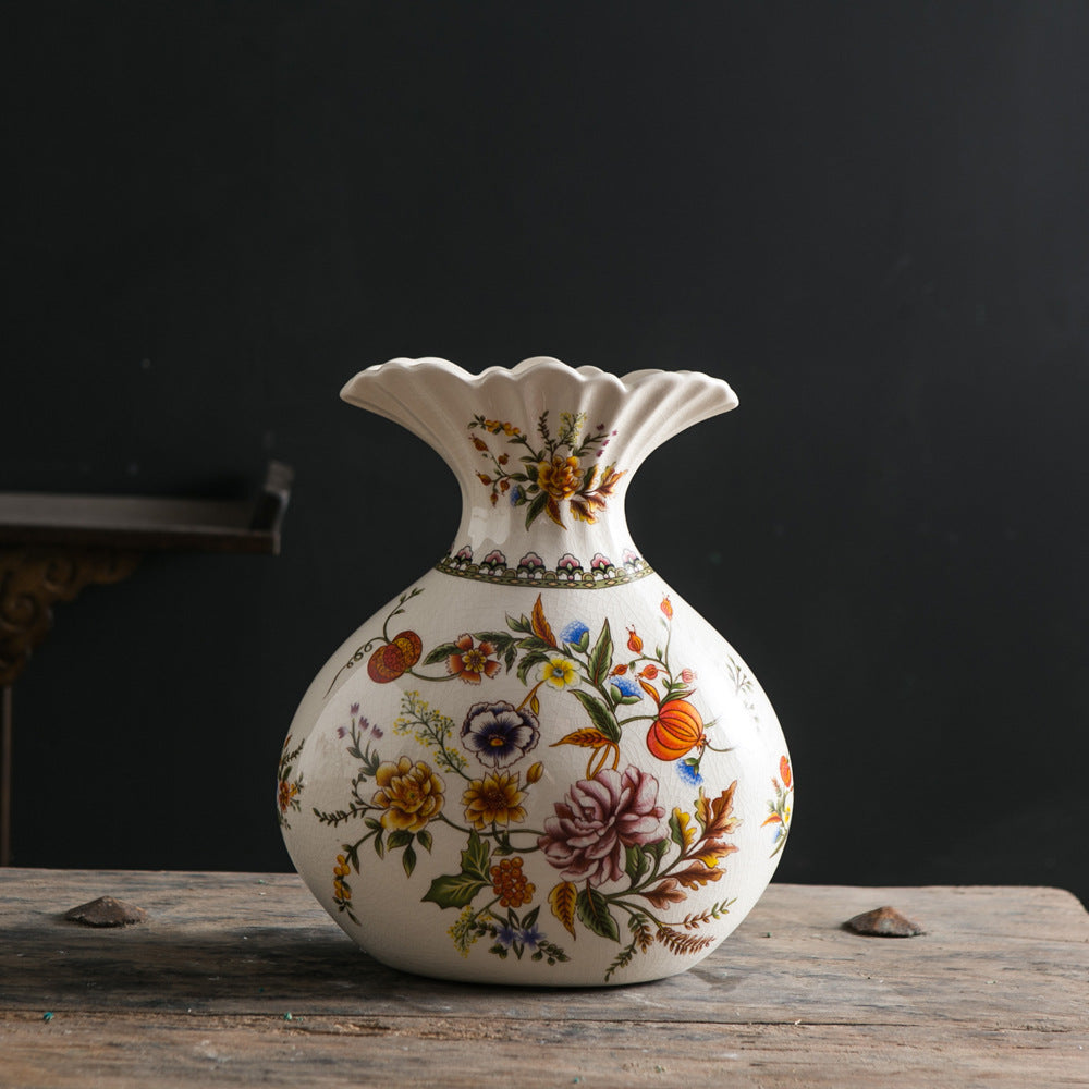 Creative New Chinese Ceramic Vase, Vintage Blue and White Porcelain Vase, Home Living Room Decoration, Flower Arrangement, Porcelain, American Ornaments
