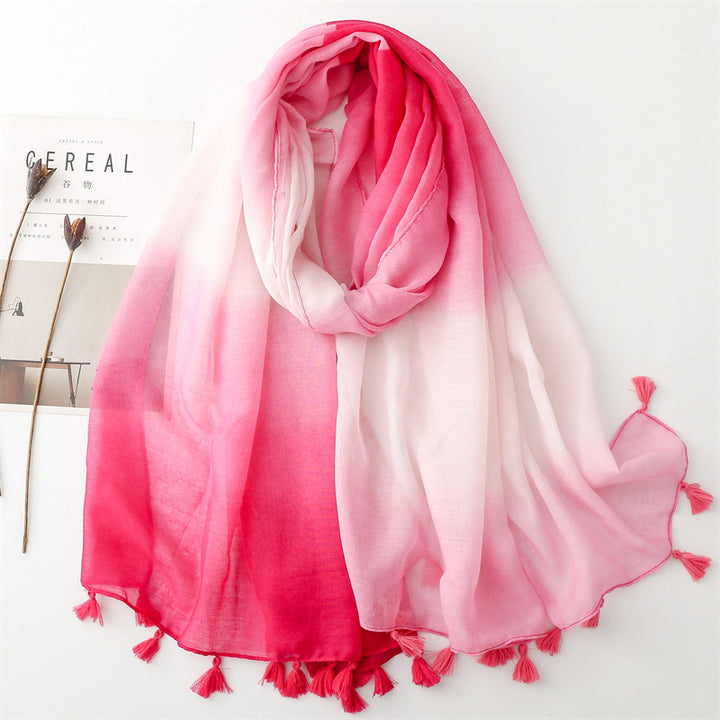 Chinese Style Gradient Scarf – Summer Travel Sunscreen Silk Shawl
