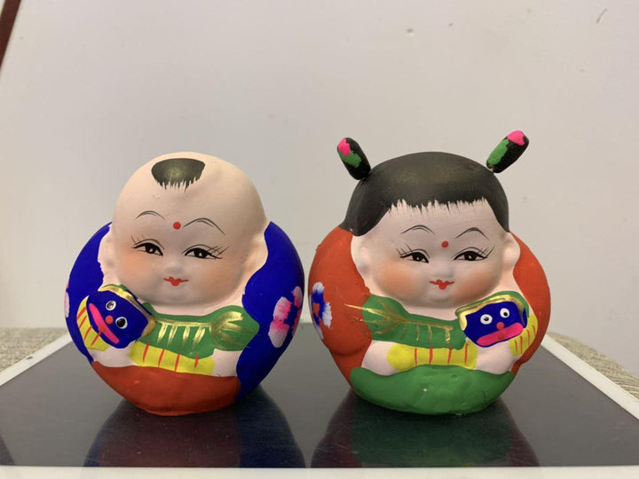 Wuxi Huishan Clay Figurines – "Afu & Axi" Hand-Painted Cultural Crafts