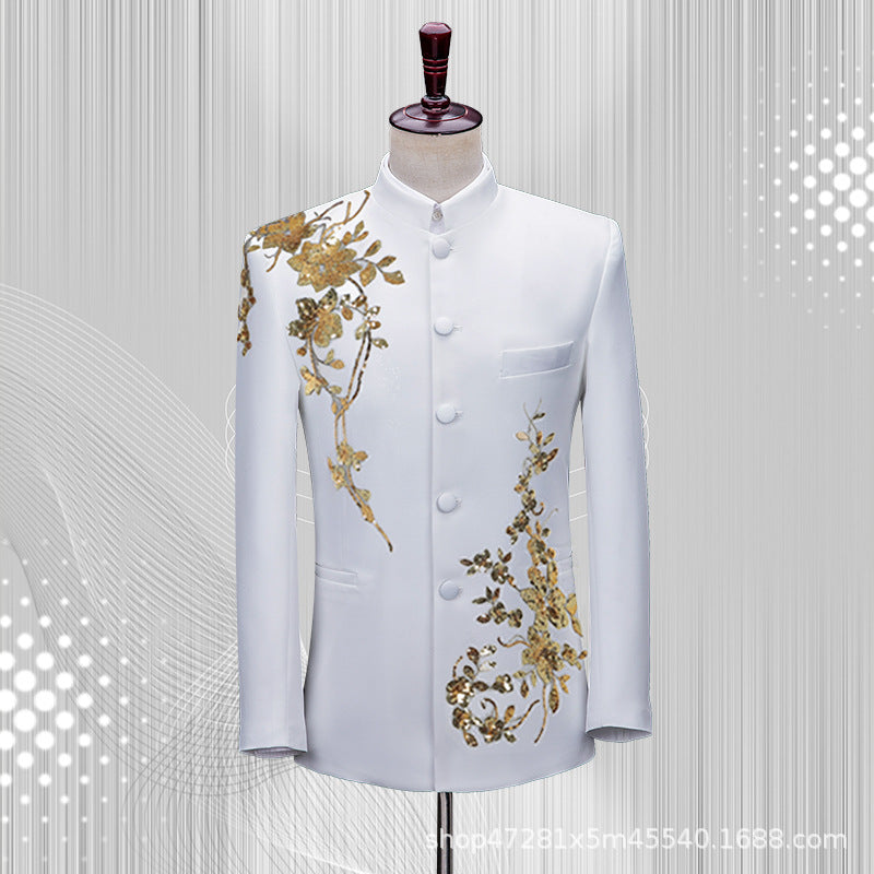 Stand collar new Chinese style Zhongshan suit for young men in the Republic of China black suit student jacket choir performance costume Chinese style