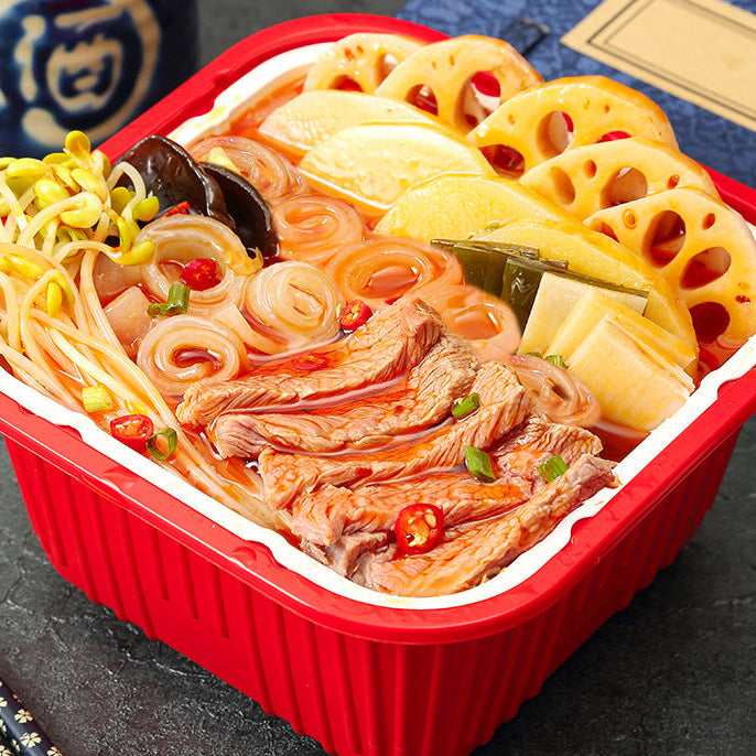Chongqing self-heating hot pot, convenient and easy-to-prepare instant food, spicy Sichuan-style self-heating hot pot, popular online food, wholesale self-heating mini hot pot.