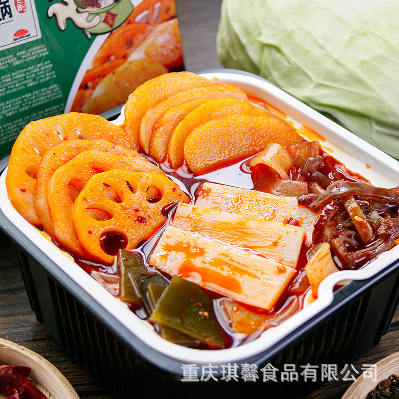 Chongqing self-heating hot pot, convenient and easy-to-prepare instant hot pot, perfect for students, available for wholesale and dropshipping.