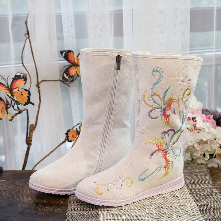 Yunfeng 2020 autumn ancient style Hanfu boots ethnic style embroidered boots performance ancient costume high-top embroidered single boots