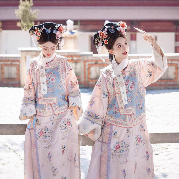 摄影格格服装汉服清朝古装公主马甲清朝旗袍全套格格衣服写真服饰