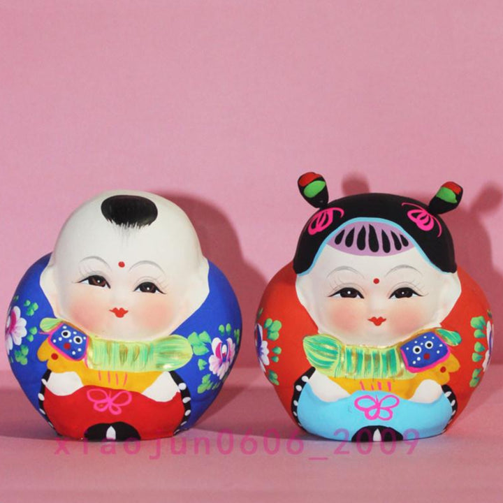 Wuxi Huishan Clay Figurines – "Afu & Axi" Hand-Painted Cultural Crafts