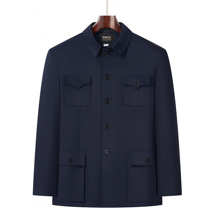 Z Zhongshan suit men's suit one-piece spring and autumn style coat dad's suit elderly Zhongshan suit Chinese style clothing