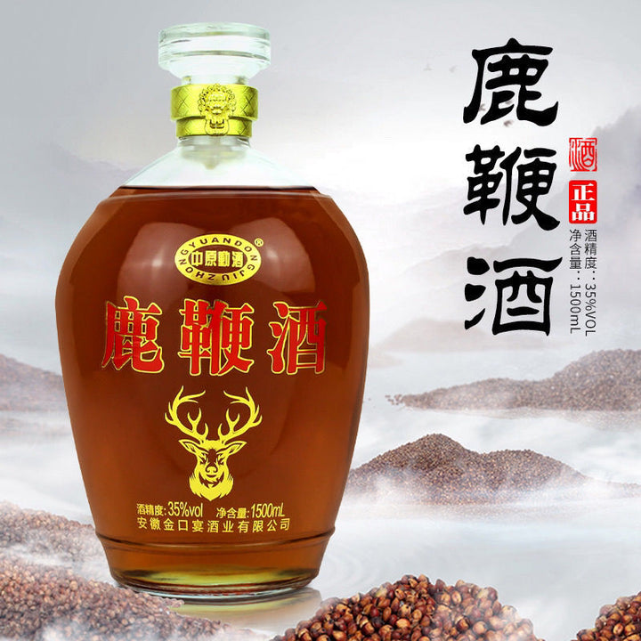 Ginseng, Deer Whip & Goji Berry Liquor — 3 Jin Glass Jar, 35% ABV | Traditional Men’s Tonic-Style Spirit