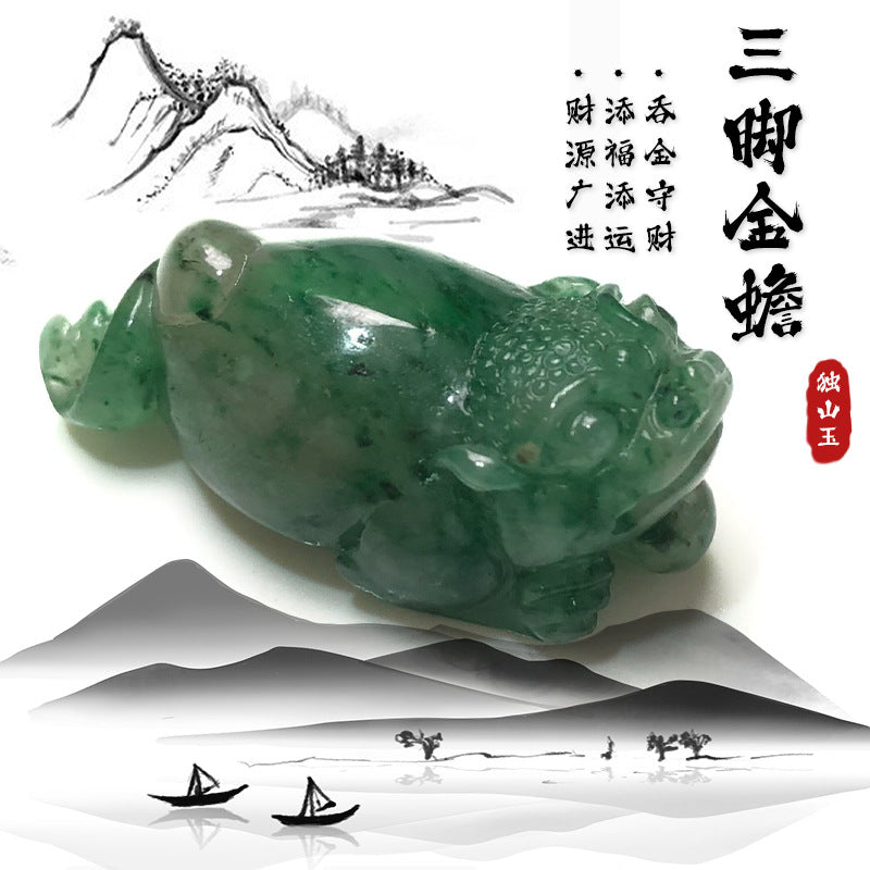 Nanyang Dushan Jade Pixiu &amp; Three-Legged Money Toad Pendant – Full Green Old-Mine Style Jade Necklace Charm