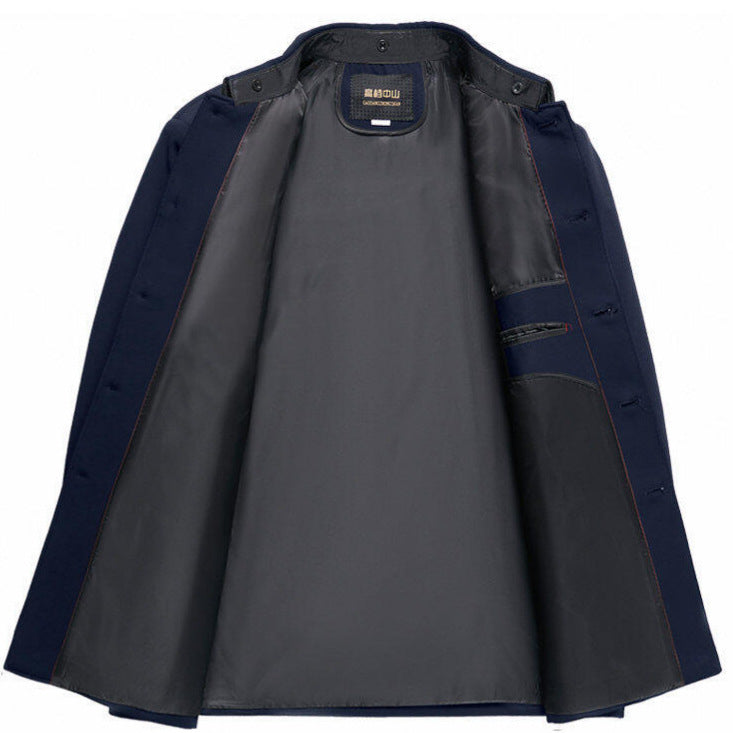 Z Zhongshan suit men's suit one-piece spring and autumn style coat dad's suit elderly Zhongshan suit Chinese style clothing