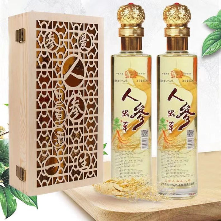 Jilin Changbai Mountain Ginseng & Cordyceps Liquor — Premium Gift Box Edition (52% ABV) | Wellness Spirit with Goji Berries | Northeast China Wholesale Liquor