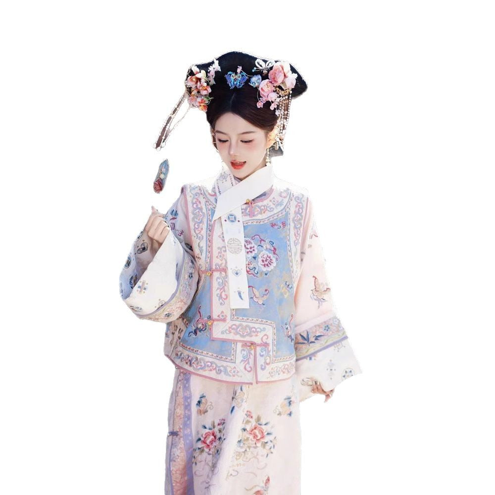 摄影格格服装汉服清朝古装公主马甲清朝旗袍全套格格衣服写真服饰