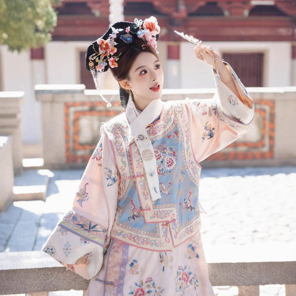 摄影格格服装汉服清朝古装公主马甲清朝旗袍全套格格衣服写真服饰
