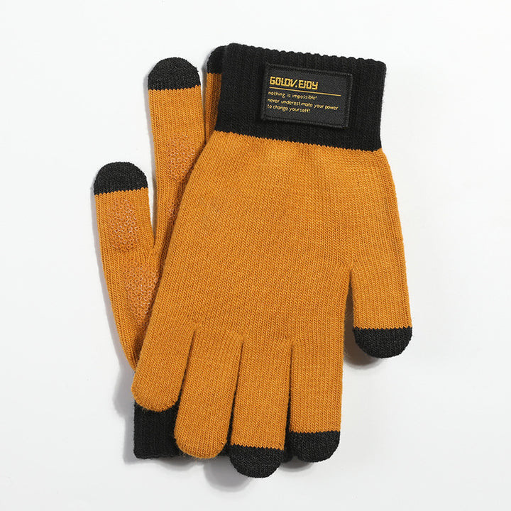 New Chinese Style Knitted Gloves for Men – Autumn/Winter Outdoor Thermal, Touchscreen, Anti-Slip, Cycling, Student Style (Model DZ80)