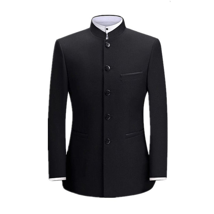 High-end Zhongshan suit for men, young wedding dress, fashionable brand, slim-fitting Chinese stand-up collar suit, Chinese style, Chinese Tang suit
