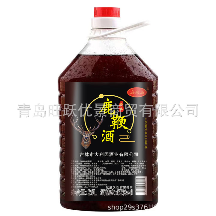Deer Penis, Ginseng, Maca, Deer & Turtle, Deer Antler Blood, and Oyster Infused Liquors — Black Goji Berry Variety — 2.5-Liter Large Jug