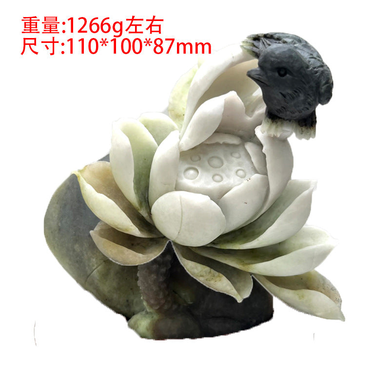 Nanyang Dushan Jade “Blooming Wealth and Prosperity” Home Décor Ornament