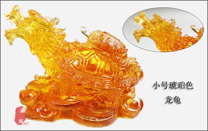New colored glaze lucky dragon turtle mother and child ornaments for longevity, prosperity, wealth, home office, creative crafts