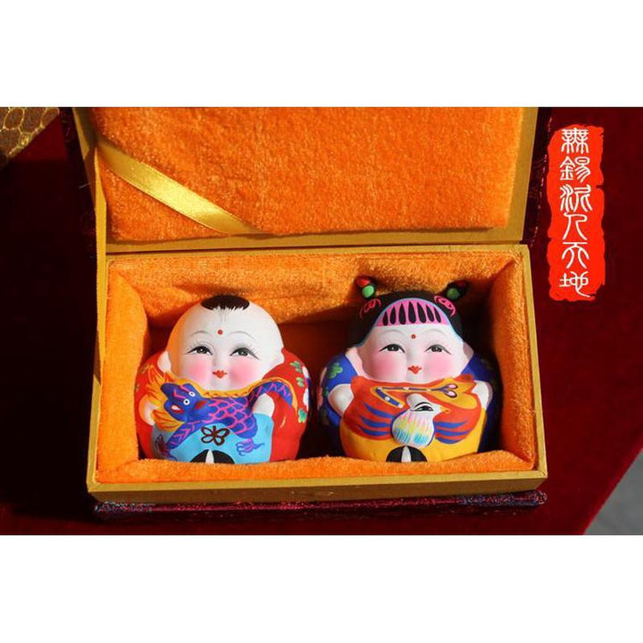 Wuxi Huishan Clay Figurines – "Afu & Axi" Hand-Painted Cultural Crafts