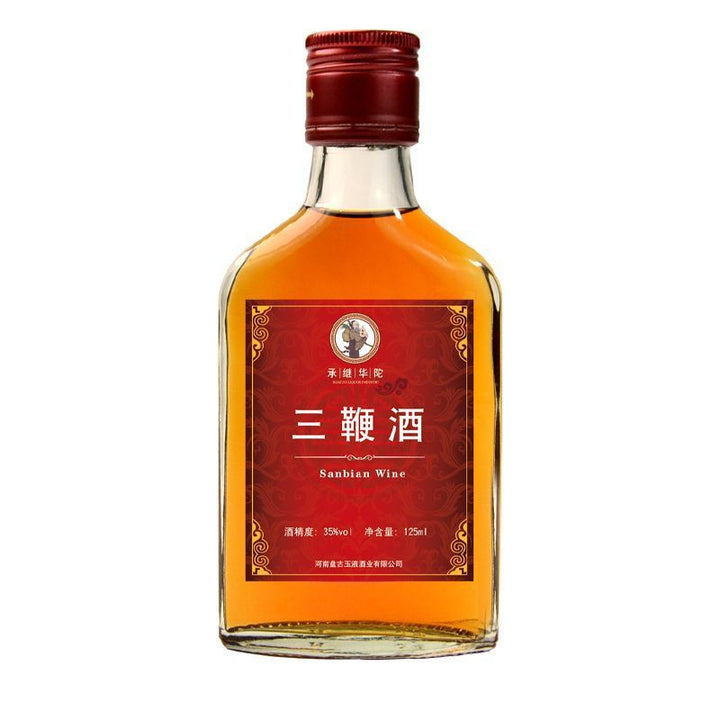 Hua Tuo "Three Whips" Medicinal Liquor — Men's Wellness Tonic (35% ABV) — 125ml Small Bottle — Ginseng & Deer Antler/Penis Infusion