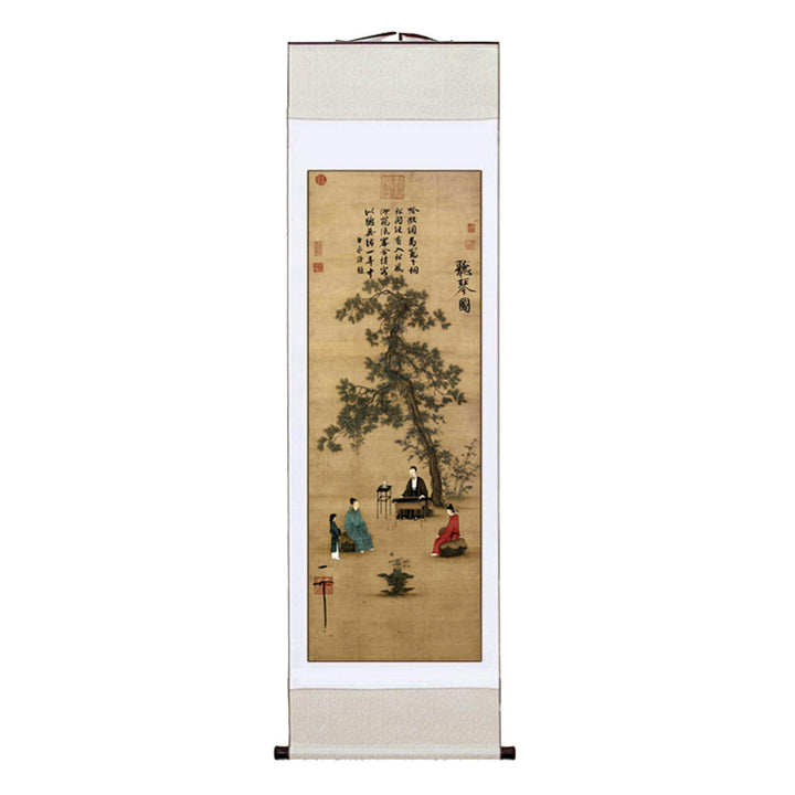 Song Huizong listening to the piano picture antique painting copy living room study porch decoration Chinese painting famous paintings hanging painting decoration