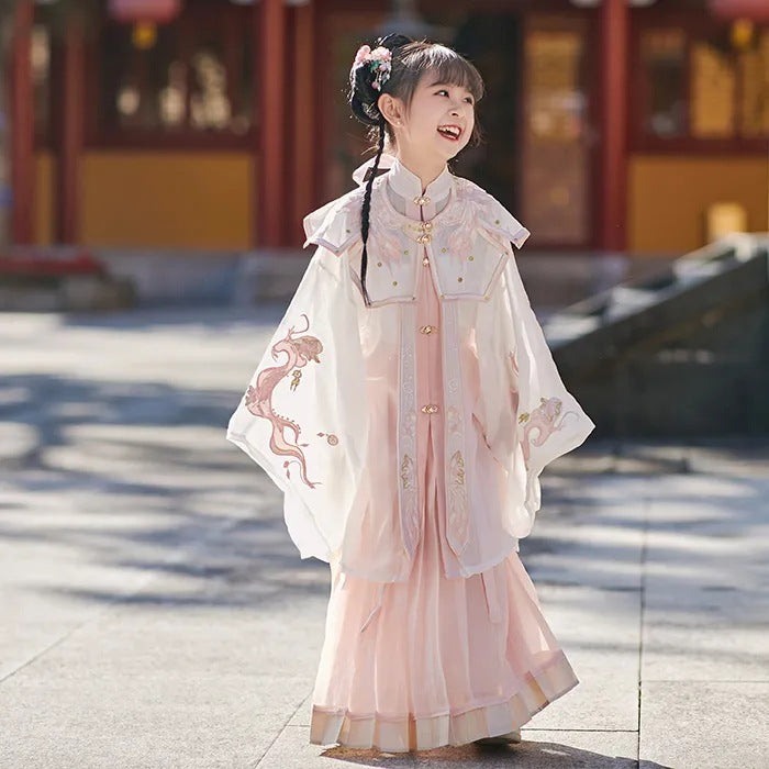 New spring and summer improved Hanfu girls' clothing Ming Dynasty ancient style suit Chinese style children's Hanfu long sleeve cloud shoulder