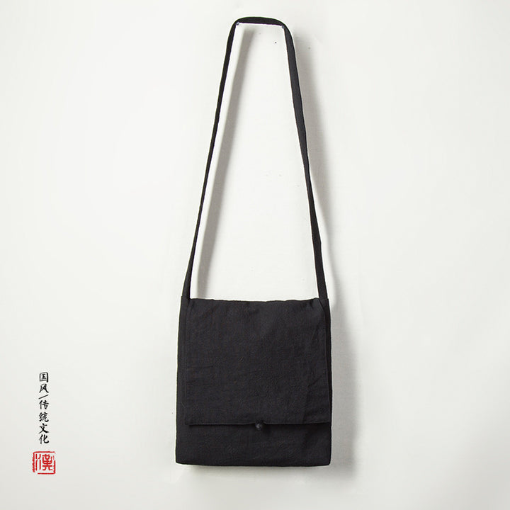 Chinese-Style Linen Backpack – Unisex Vintage Single-Shoulder Crossbody Bag with Ethnic Flair