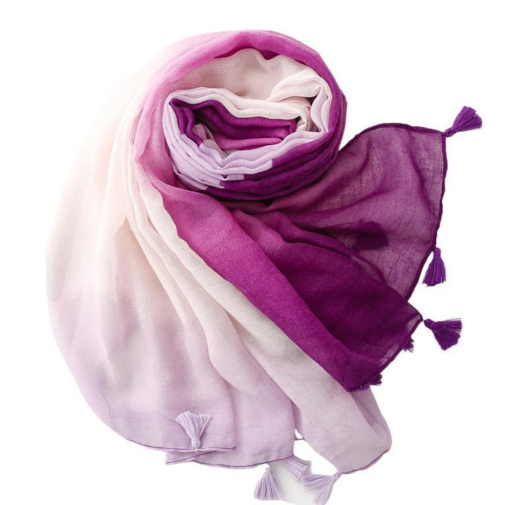 Chinese Style Gradient Scarf – Summer Travel Sunscreen Silk Shawl