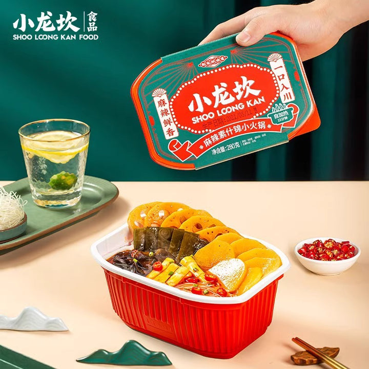 Xiaolongkan Self-Heating Hot Pot (Boxed, Ready-to-Eat, Convenient Meal) with Beef, Chicken Wings, and Wide Noodles