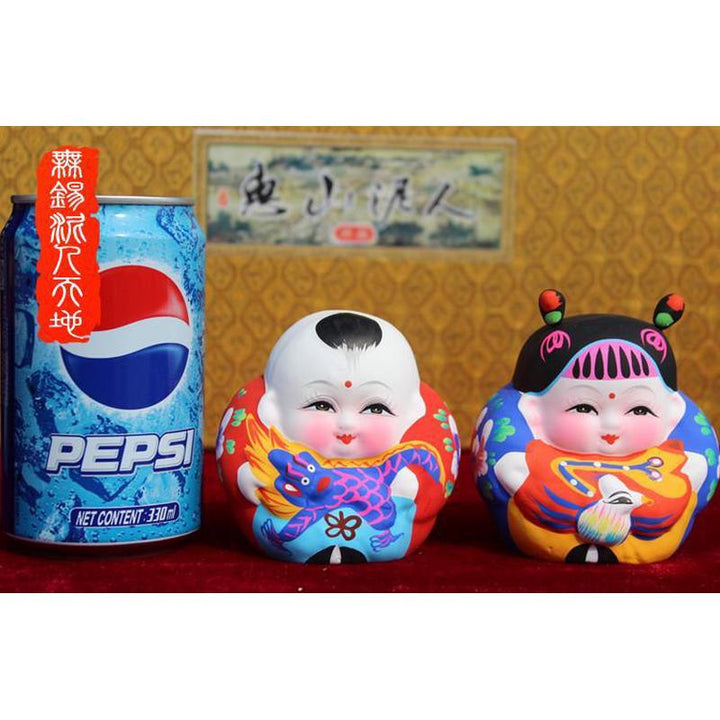 Wuxi Huishan Clay Figurines – "Afu & Axi" Hand-Painted Cultural Crafts
