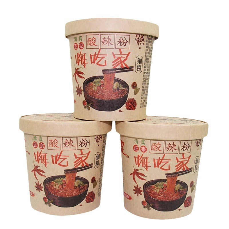 Halal Sour and Spicy Noodles - Hai Chi Jia Sweet Potato Noodles (120g x 6 Cups), Popular Liuzhi Noodles, Satisfying Snack, Convenient Instant Food