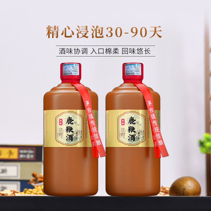正品鹿鞭酒药食同源中药材浸泡配制酒500ml/瓶装厂家直销一件代发