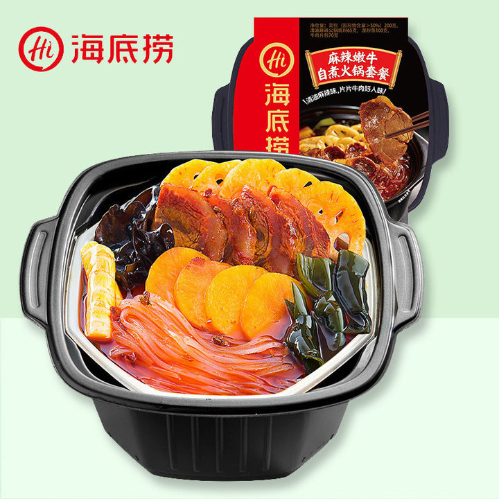 Haidilao Self-Heating Hot Pot with Crispy Tripe, Spicy Beef and Beef Brisket - Large Portion, Wholesale Case