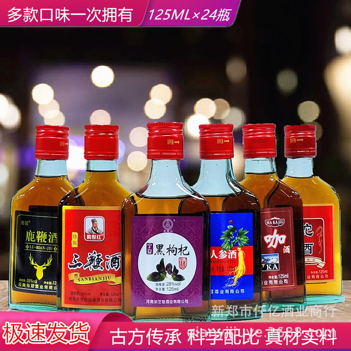 Wellness Herbal Liqueurs (125ml Small Bottles): Cordyceps & Ginseng, Deer Penis, "Three Whips," Maca, Black Goji Berry, and Snake Wine