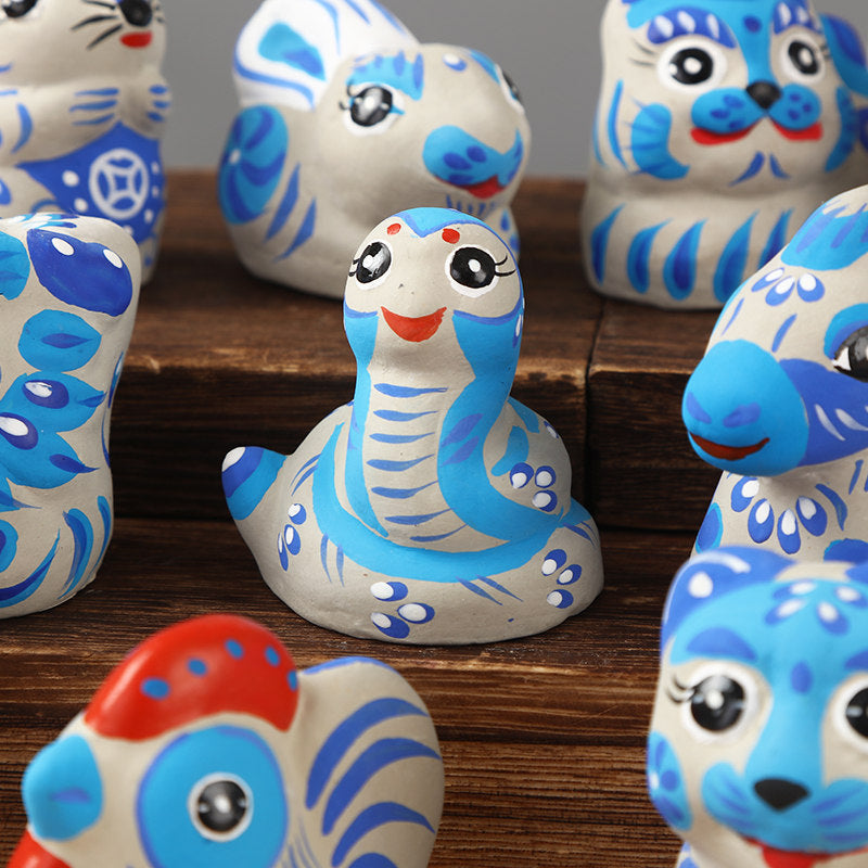 Fengxiang Clay Figurines – Hand-Painted Zodiac Sculptures (Traditional Folk Art)