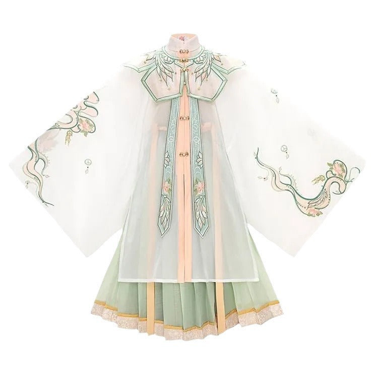 New spring and summer improved Hanfu girls' clothing Ming Dynasty ancient style suit Chinese style children's Hanfu long sleeve cloud shoulder