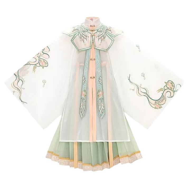 New spring and summer improved Hanfu girls' clothing Ming Dynasty ancient style suit Chinese style children's Hanfu long sleeve cloud shoulder